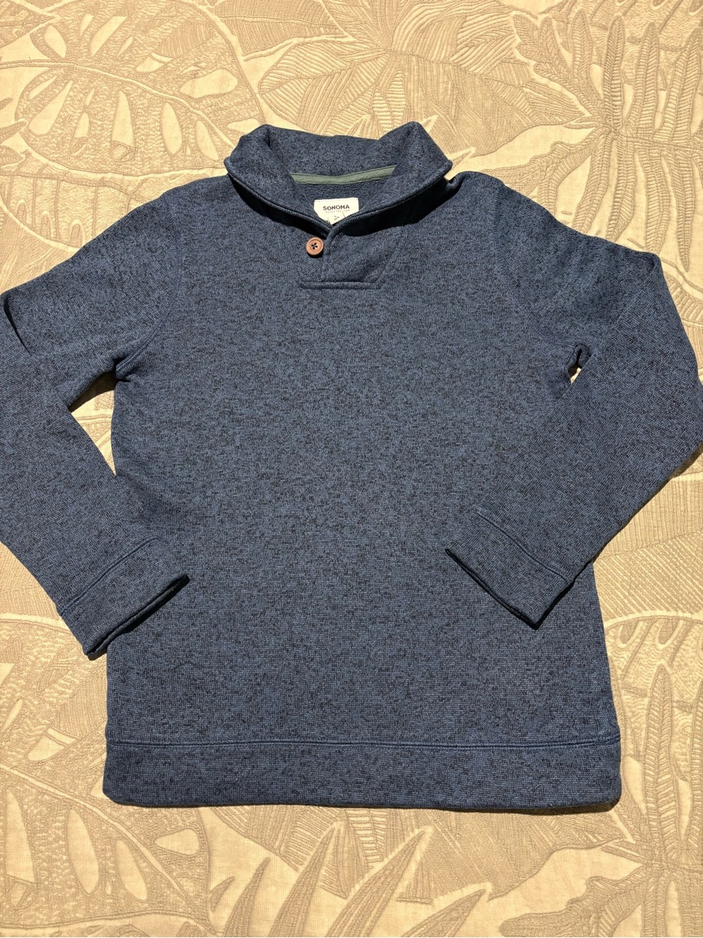 Sonoma Navy Heather Turtleneck Button-Accent Sweater
